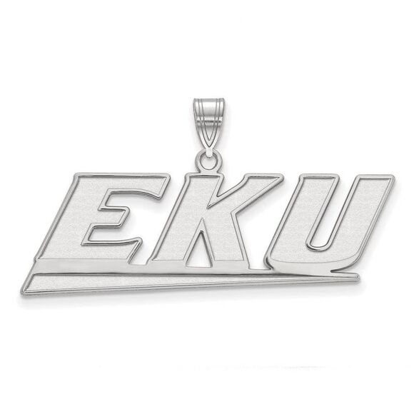 10k White Gold Eastern Kentucky U Large Logo Pendant